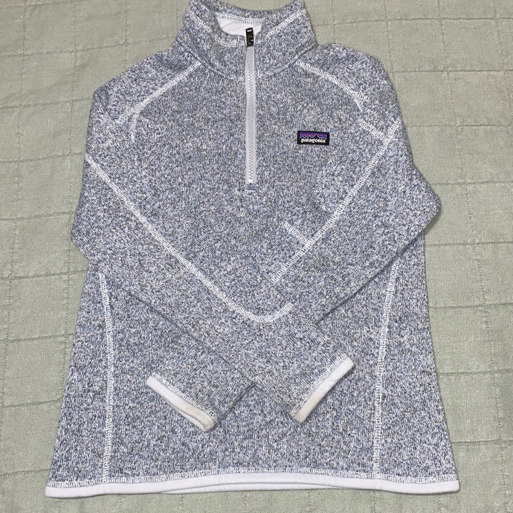 Kids size Medium Patagonia Sweater mid zip up with zipper pocket on left sleeve